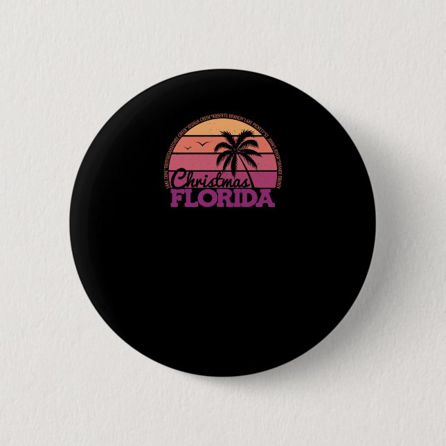Badge Rond 5 Cm Christmas Florida Retro Sunset Local Pride Logo St (Devant)