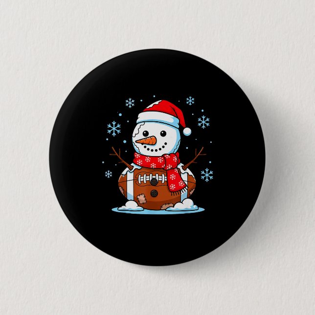 Badge Rond 5 Cm Christmas Football Snowman Kids Football Christmas (Devant)