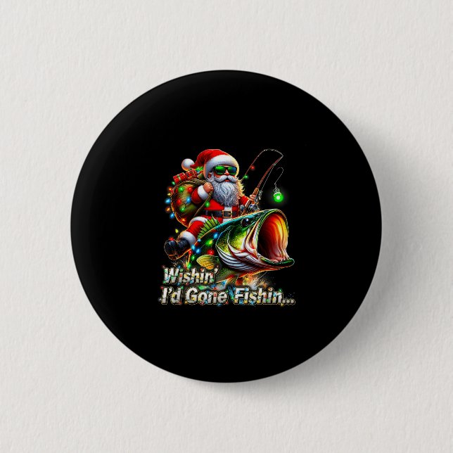 Badge Rond 5 Cm Christmas Funny Fish Santa Fishing Merry Fishmas  (Devant)