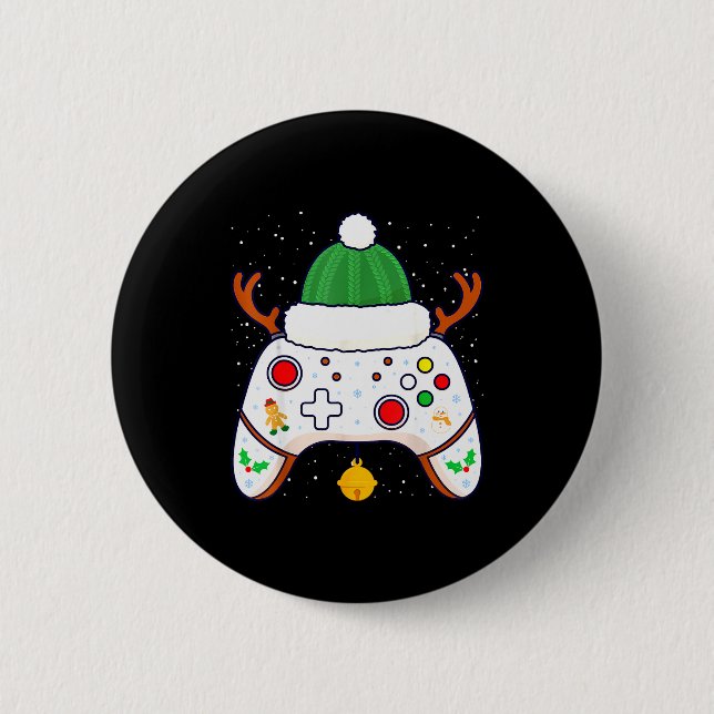 Badge Rond 5 Cm Christmas Gamer Video Game Controller Gamepad  (Devant)