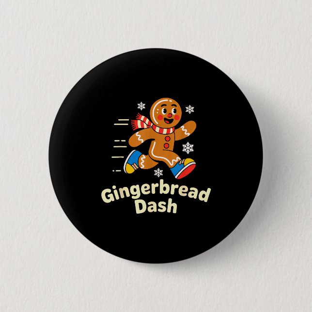 Badge Rond 5 Cm Christmas Gingerbread Dash Running Runner Xmas Mar (Devant)