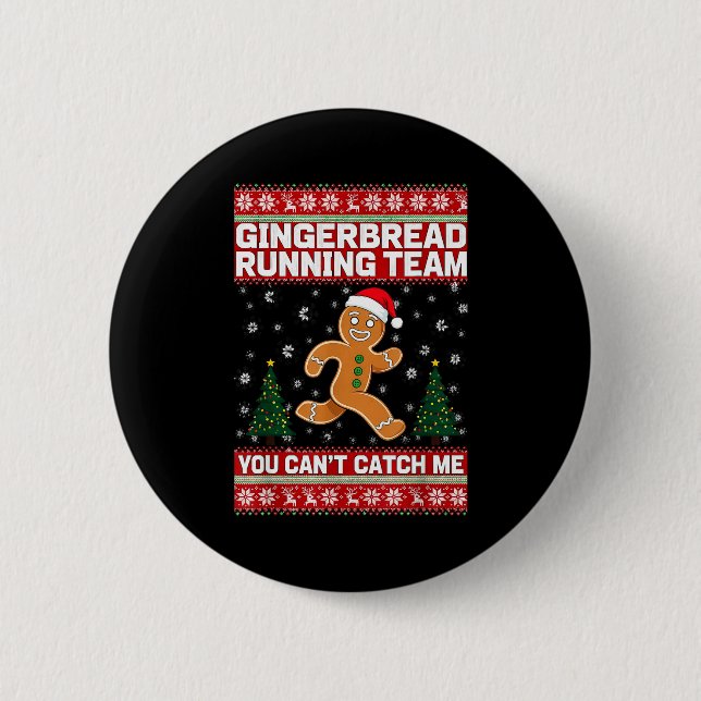 Badge Rond 5 Cm Christmas Gingerbread Running Team Funny Xmas Tee  (Devant)