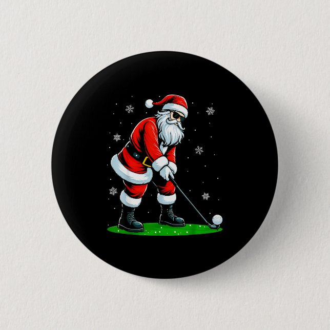 Badge Rond 5 Cm Christmas Golf Santa Golfer Xmas Funny Christmas G (Devant)