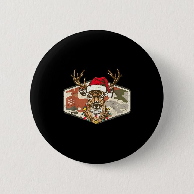 Badge Rond 5 Cm Christmas Holiday Camo Hunting Reindeer Deer Xmas  (Devant)
