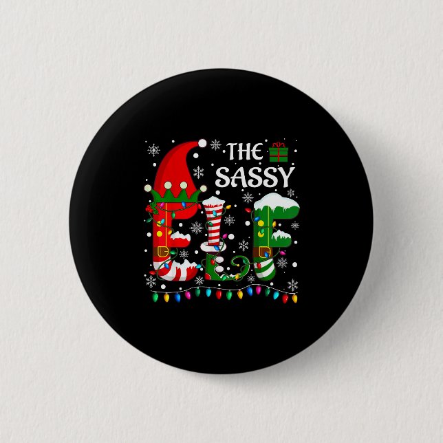 Badge Rond 5 Cm Christmas Light Family Matching Pajamas Sy Elf Xma (Devant)