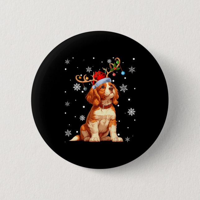Badge Rond 5 Cm Christmas Lights Cavalier King Charles Spaniel Xma (Devant)