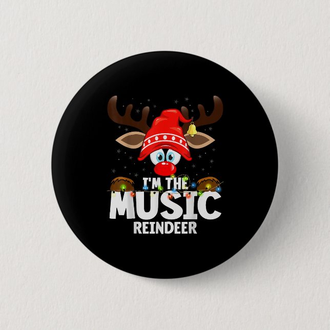 Badge Rond 5 Cm Christmas Matching I'm The Music Reindeer  (Devant)