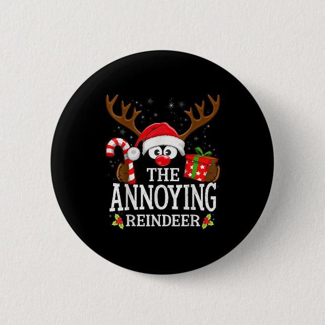 Badge Rond 5 Cm Christmas Matching The Annoying Reindeer Family  (Devant)
