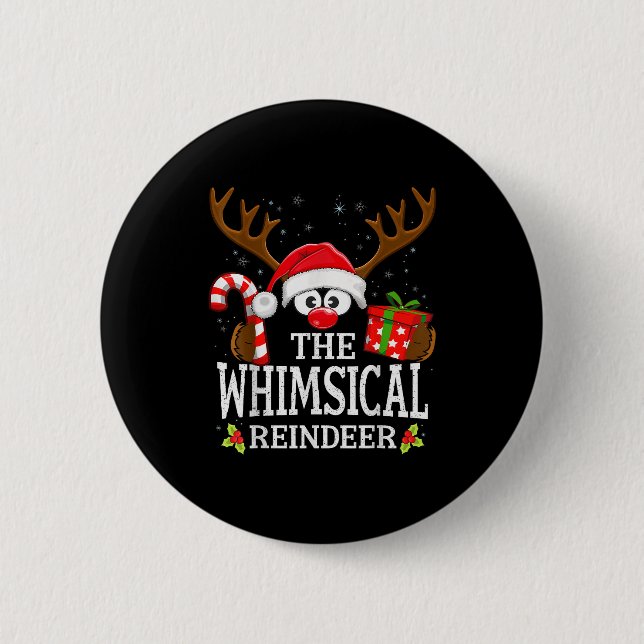 Badge Rond 5 Cm Christmas Matching The Whimsical Reindeer Family  (Devant)