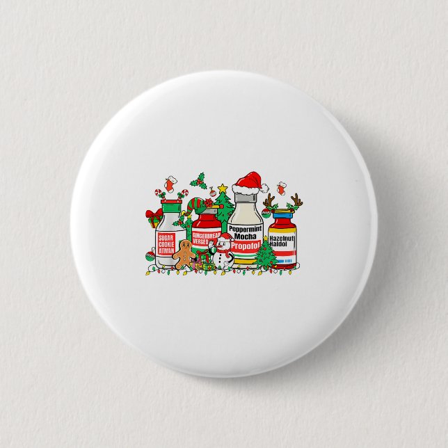 Badge Rond 5 Cm Christmas Medication Bottles Funny Nurse Humor  (Devant)