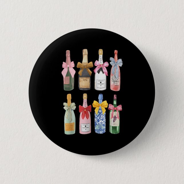 Badge Rond 5 Cm Christmas New Year Champagne Gl Coquette Bot-tle M (Devant)