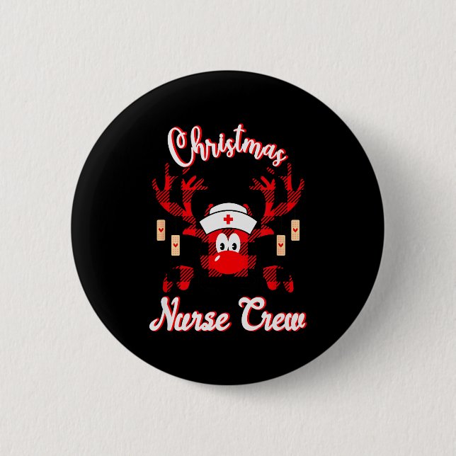 Badge Rond 5 Cm Christmas Nurse Crew - A Reindeer Nurse Buffalo Pl (Devant)