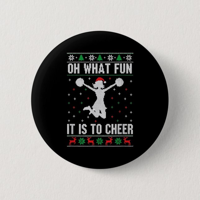 Badge Rond 5 Cm Christmas Oh What Fun It Is To Cheer - Cheerleadin (Devant)