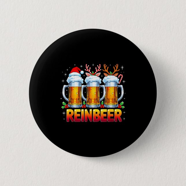 Badge Rond 5 Cm Christmas Santa Beer Lovers Funny Drinking Trend N (Devant)