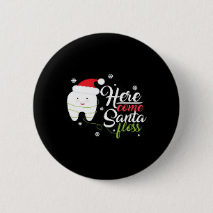 Badge Rond 5 Cm Christmas Santa Floss Dental Hygienists Dentist Gi