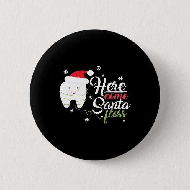 Badge Rond 5 Cm Christmas Santa Floss Dental Hygienists Dentist Gi (Devant)