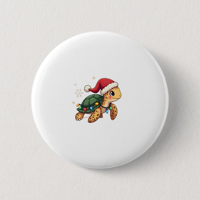 Badge Rond 5 Cm Christmas Sea Turtle Santa Xmas Men Women Boys Gir (Devant)