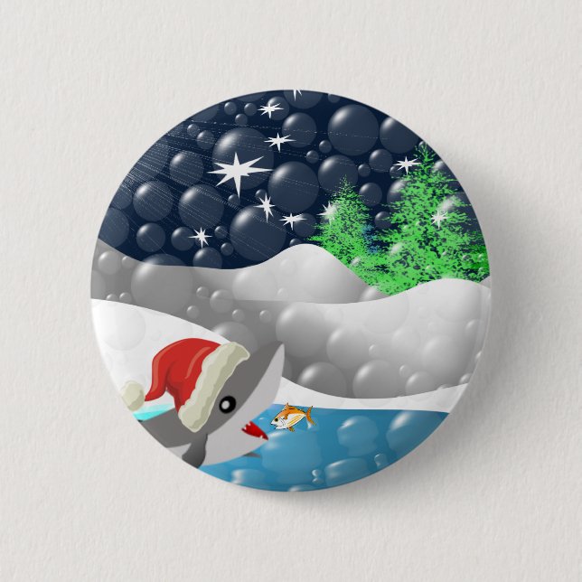 Badge Rond 5 Cm Christmas Shark (Devant)