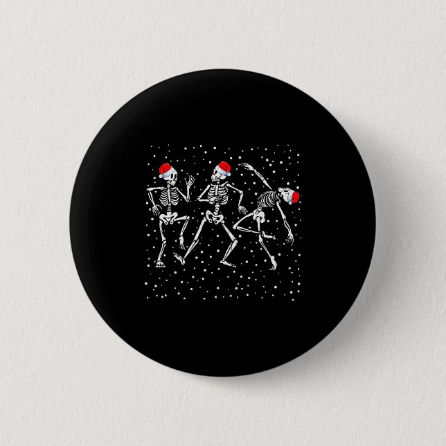 Badge Rond 5 Cm Christmas Skeleton Dancing Funny Xmas  (Devant)