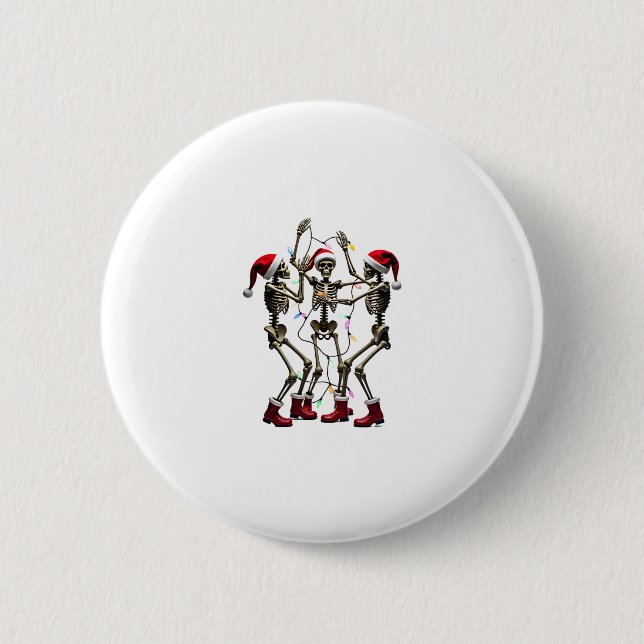 Badge Rond 5 Cm Christmas Skeleton Santa Dancing Lights (1) (Devant)