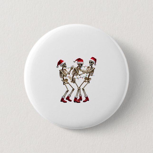 Badge Rond 5 Cm Christmas Skeleton Santa Dancing Lights (2) (Devant)