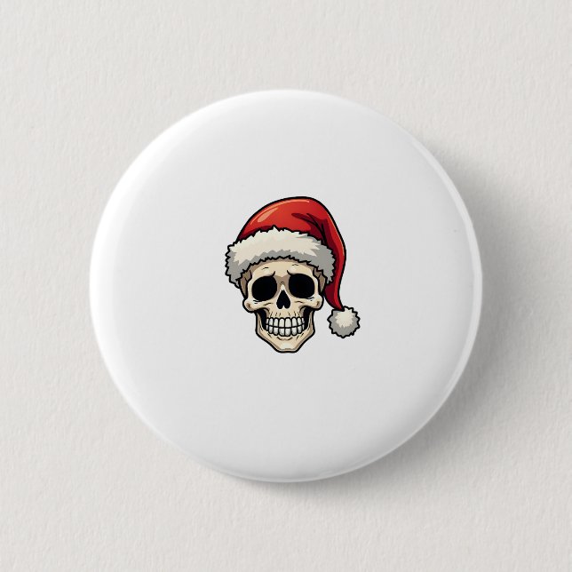 Badge Rond 5 Cm Christmas Skull Funny Santa XMES Men Women T-Shirt (Devant)