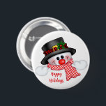 Badge Rond 5 Cm Christmas Snowman<br><div class="desc">Cette épingle bouton est montré ici avec un imprimé de bonhomme de neige mignon de vacances. Customisez cet objet ou achetez tel quel. Image stock</div>