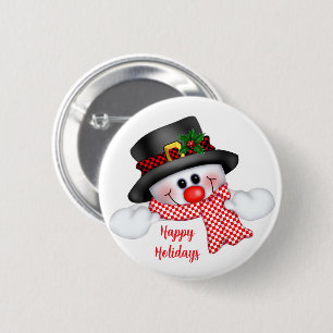Badge Rond 5 Cm Christmas Snowman