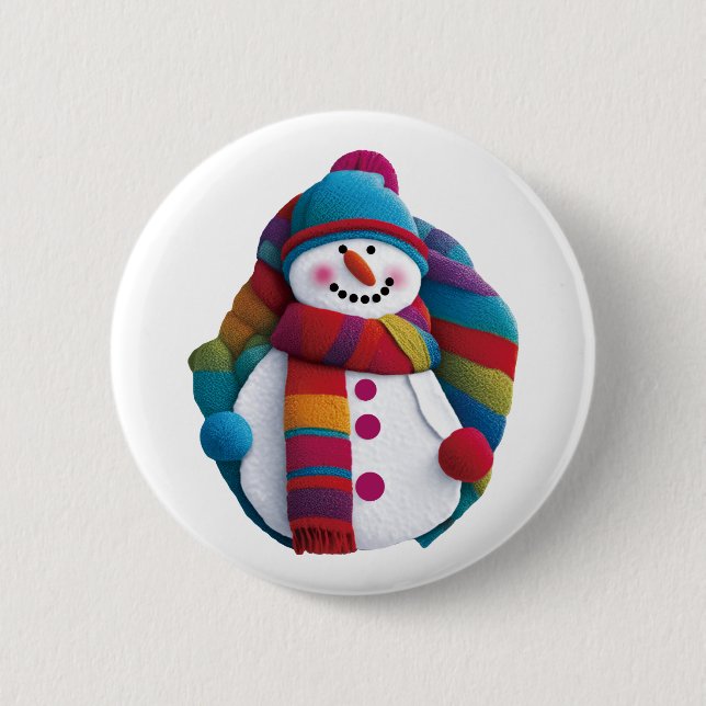 Badge Rond 5 Cm Christmas Snowman (Devant)