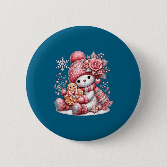 Badge Rond 5 Cm Christmas Snowperson  (Devant)