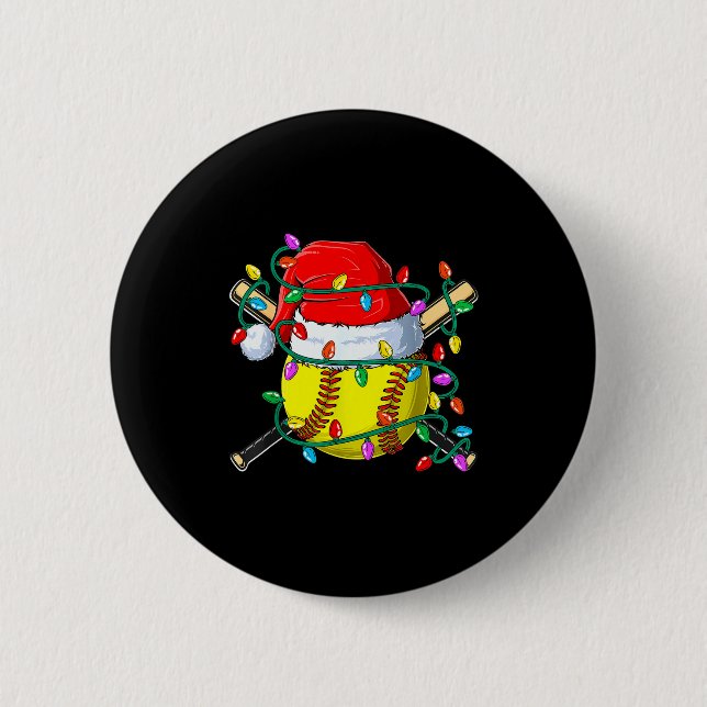 Badge Rond 5 Cm Christmas Softball Xmas Santa Srts Hat Mens Womens (Devant)