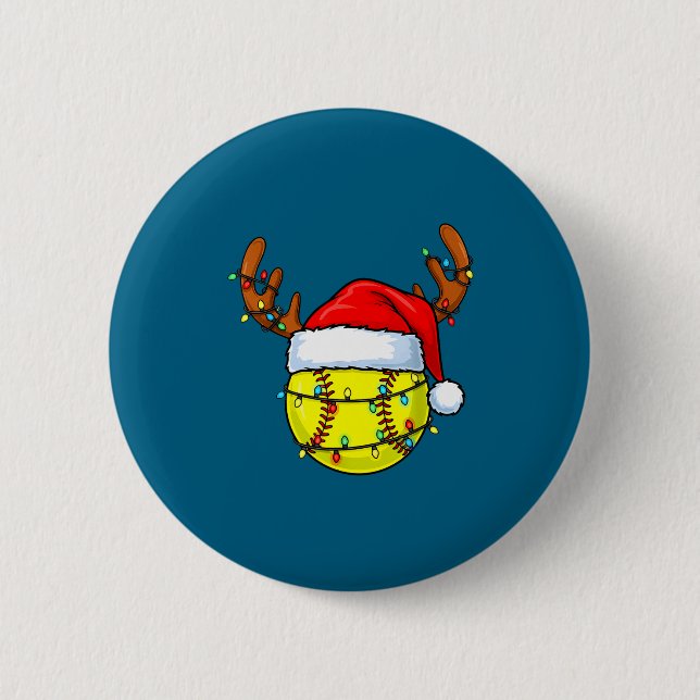 Badge Rond 5 Cm Christmas Softball Xmas Santa Srts Hat Mens Womens (Devant)