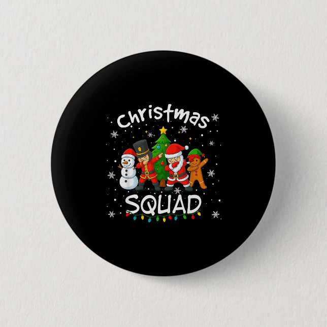 Badge Rond 5 Cm Christmas Squad Funny Matching Santa Reindeer Snow (Devant)