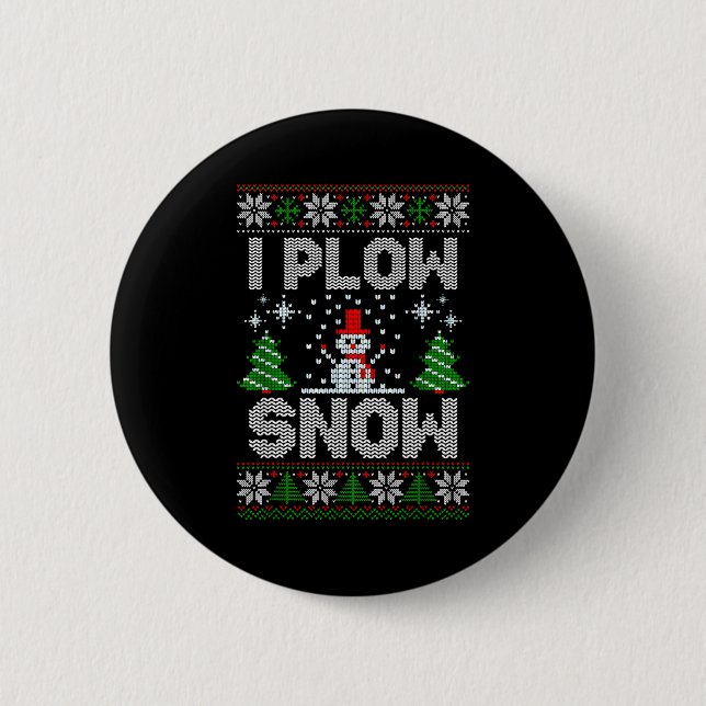 Badge Rond 5 Cm Christmas Sweater I Plow Snow Matching Couples Paj (Devant)