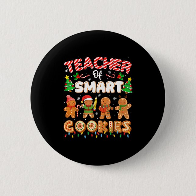 Badge Rond 5 Cm Christmas Teacher Of Smart Cookies Funny Cute Ging (Devant)