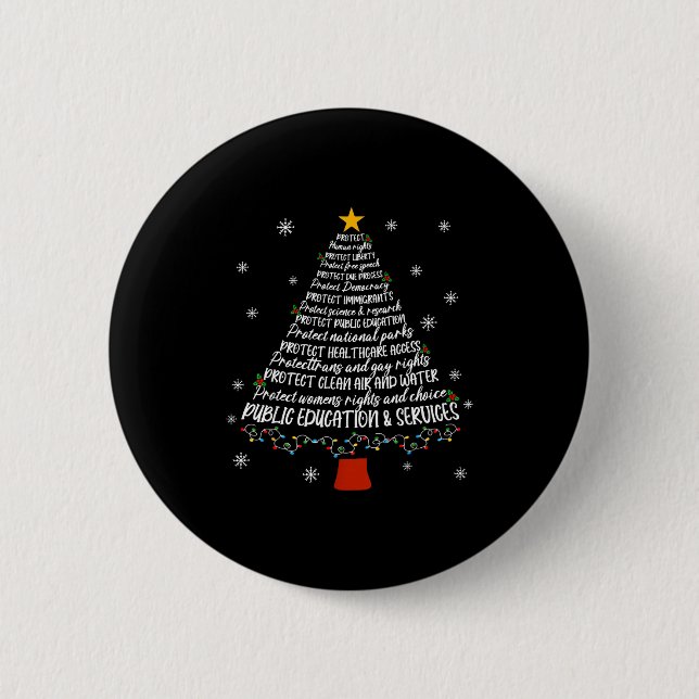 Badge Rond 5 Cm Christmas Tree Protect Human Rights Protect Libert (Devant)