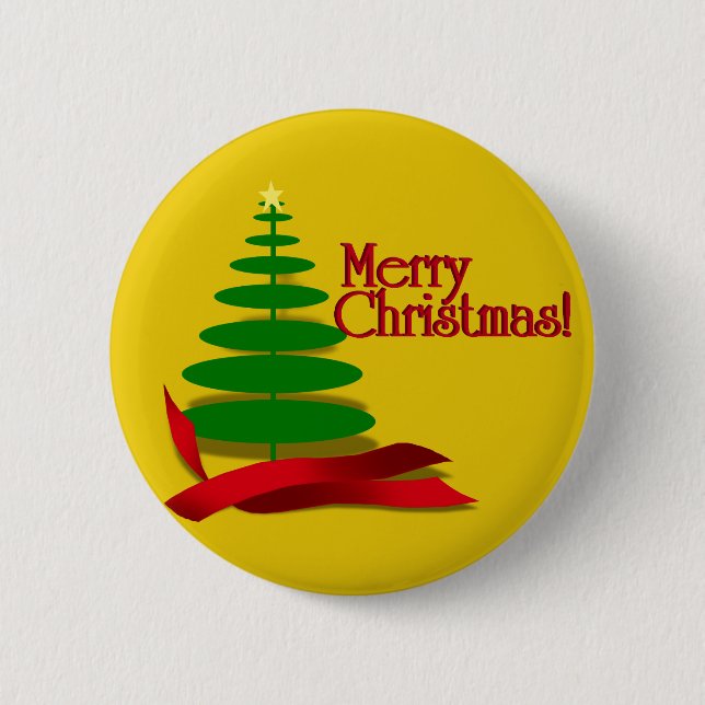 Badge Rond 5 Cm Christmas Tree with Red Ribbon (Devant)