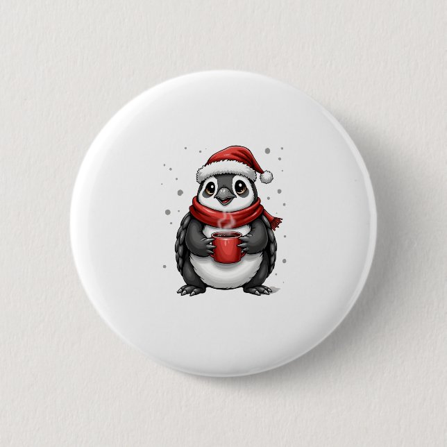 Badge Rond 5 Cm Christmas Turtle with Santa Hat Coffee Lover Funny (Devant)