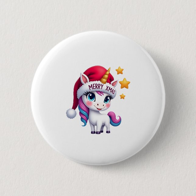 Badge Rond 5 Cm Christmas Unicorn T-Shirt (3) (Devant)