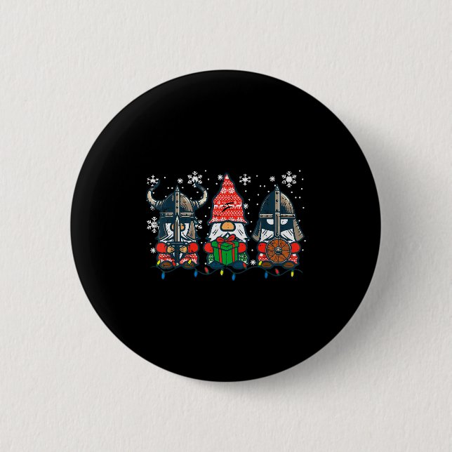 Badge Rond 5 Cm Christmas Viking Gnomes Funny Nordic Xmas Men Wome (Devant)