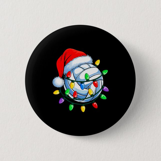 Badge Rond 5 Cm Christmas Volleyball Xmas Santa Srts Hat Mens Wome (Devant)