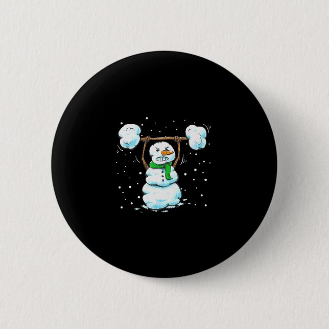 Badge Rond 5 Cm Christmas Weightlifting Snowman Shirt Funny Snowma (Devant)