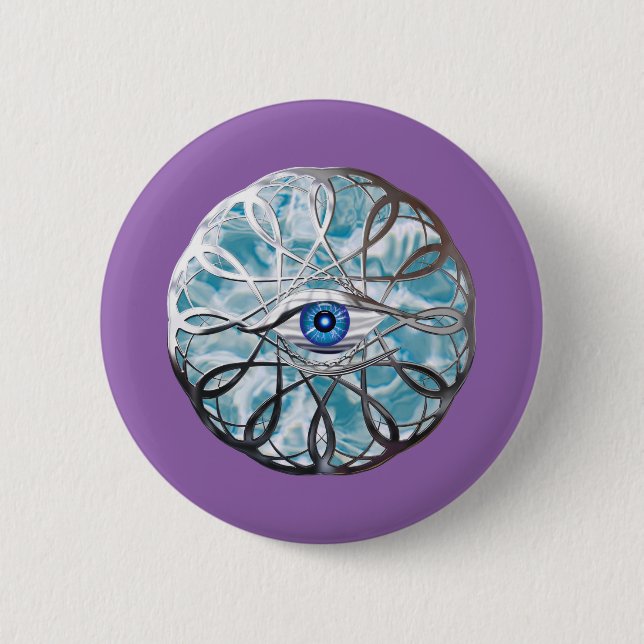 Badge Rond 5 Cm Chrome Mystical Eye Design (Devant)
