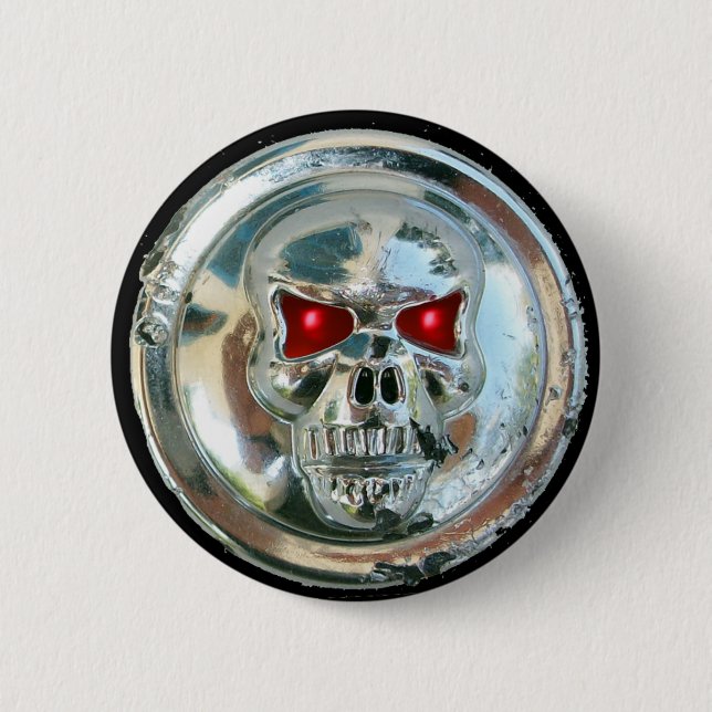 BADGE ROND 5 CM CHROME SKULL (Devant)