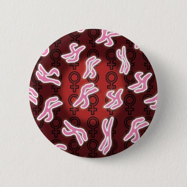 Badge Rond 5 Cm Chromosomes Féminins Science (Devant)