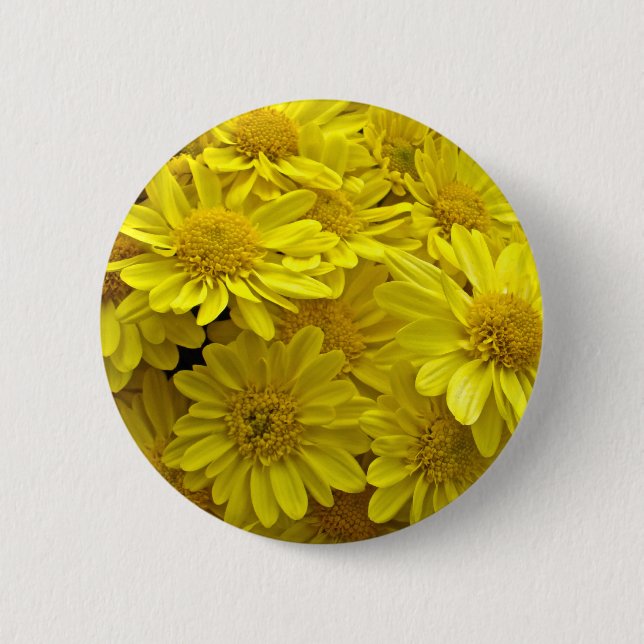Badge Rond 5 Cm Chrysanthèmes jaune soleil (Devant)