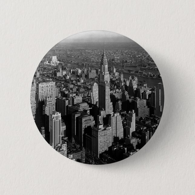 Badge Rond 5 Cm Chrysler Building New York Manhattan (Devant)