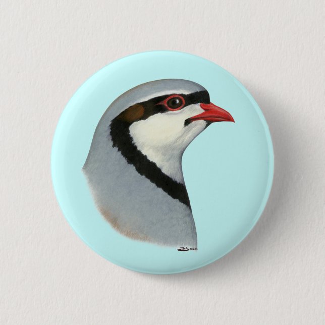 Badge Rond 5 Cm Chukar : tête de perdrix (Devant)