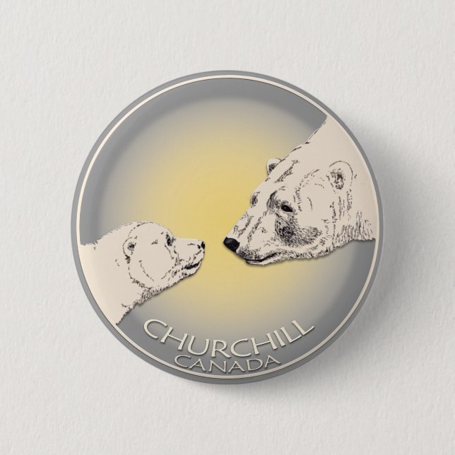 Badge Rond 5 Cm Churchill Souvenirs Ours Polaire Chemises & Cadeau (Devant)