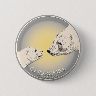 Badge Rond 5 Cm Churchill Souvenirs Ours Polaire Chemises & Cadeau